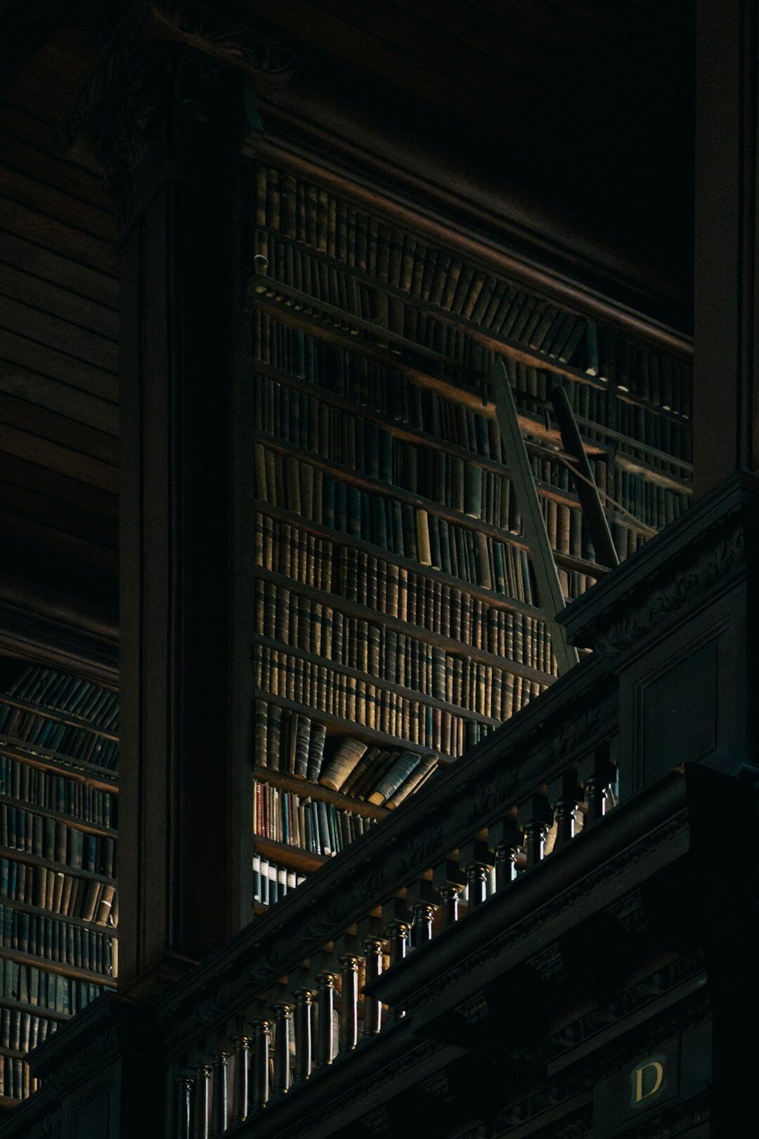 Old library with stacks of books and archive folders